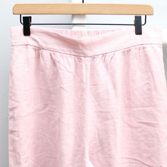 NWT Lou & Grey LOFT Pink Linen Wide Leg High Rise Crop Pants Size Medium - Picture 5 of 9